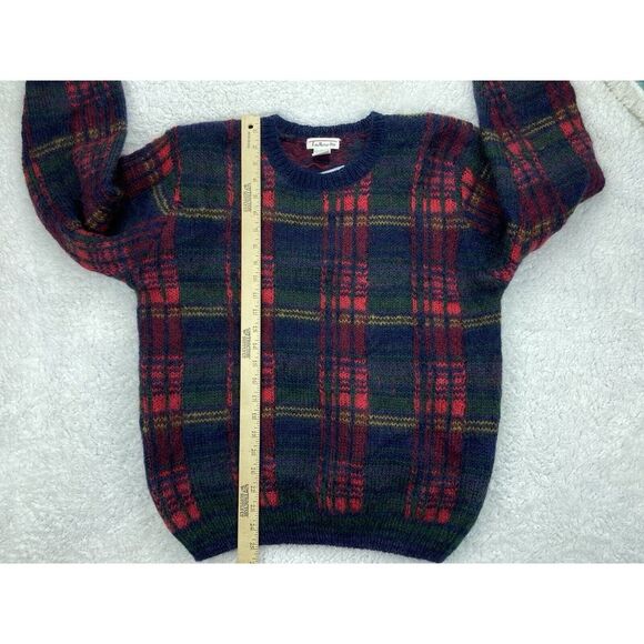 VINTAGE Talbots Wool Blend Sweater Mens M Mohair Plaid 80s Retro Christmas RARE - Picture 15 of 16